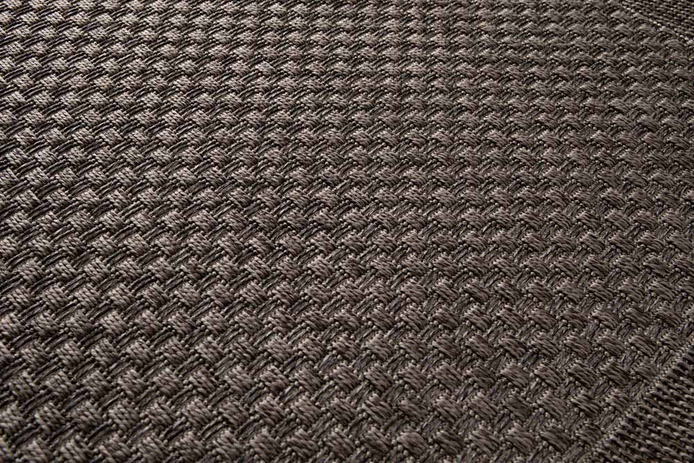 Newport Charcoal Cross Stitch Outdoor Rug – durable indoor-outdoor flatweave design. See in person at Rugs n Timber Belrose.