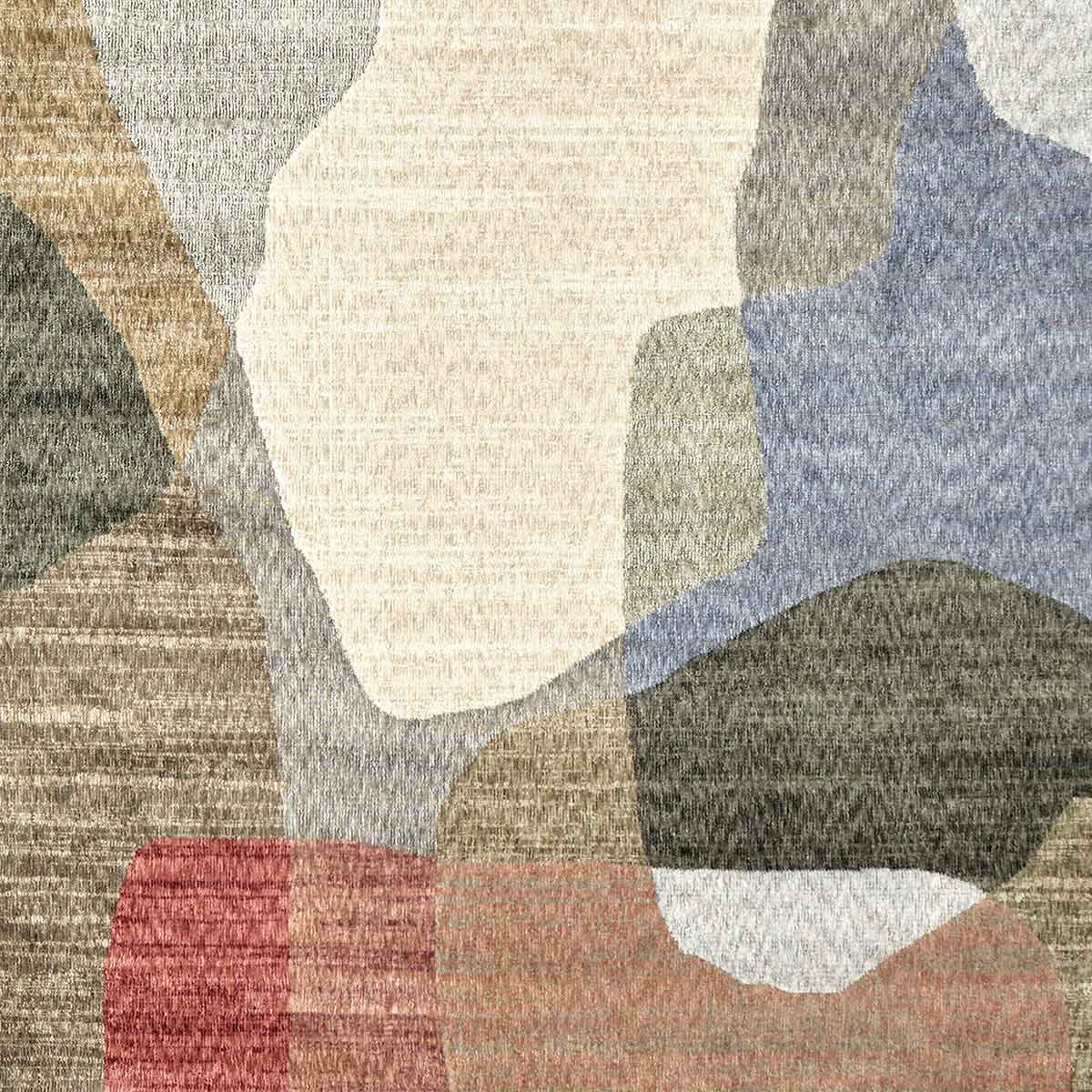 Ophelia Atelier contemporary abstract rug with flowing organic shapes and warm earthy colours.