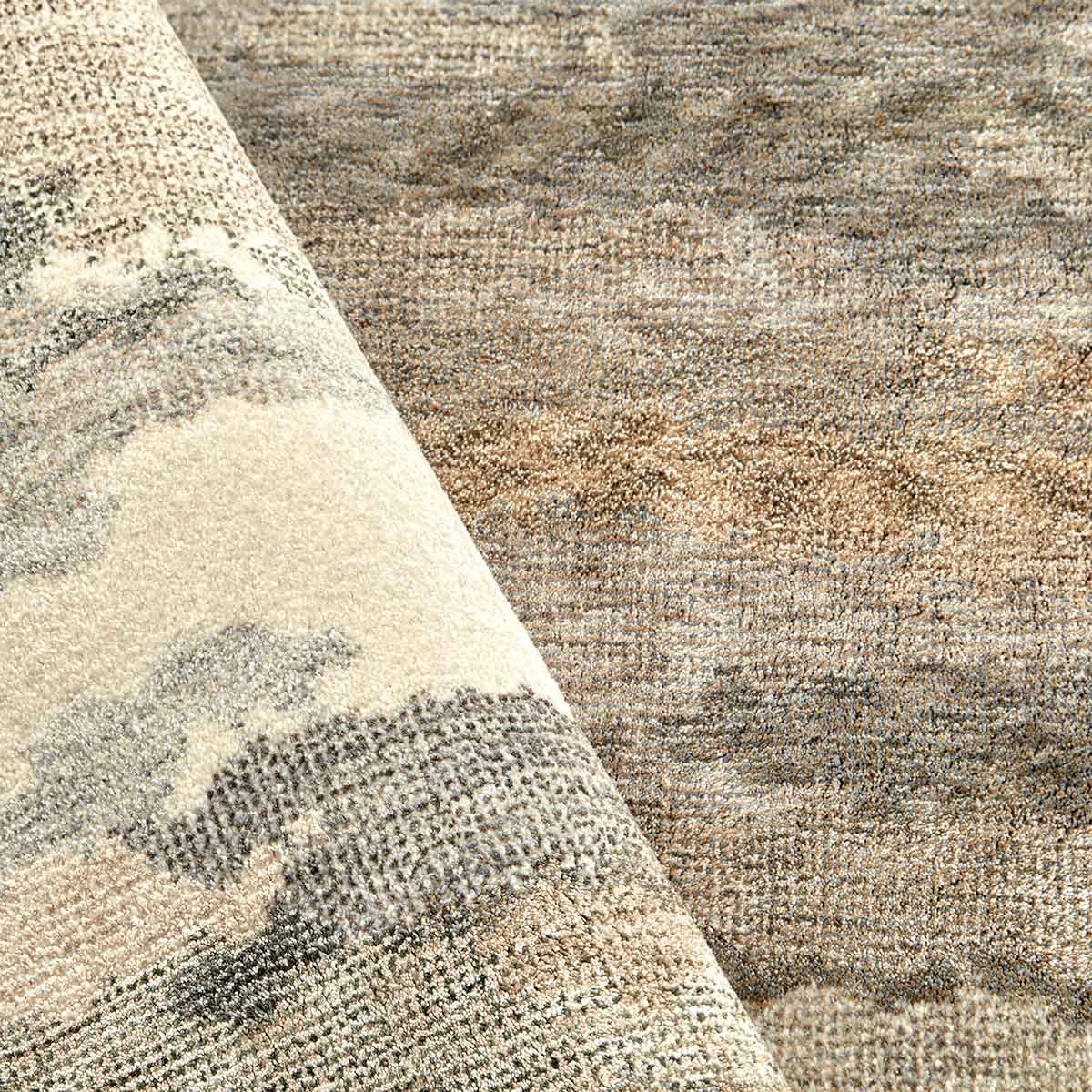 Ophelia Canvas contemporary abstract rug with painterly textures in warm neutral tones.