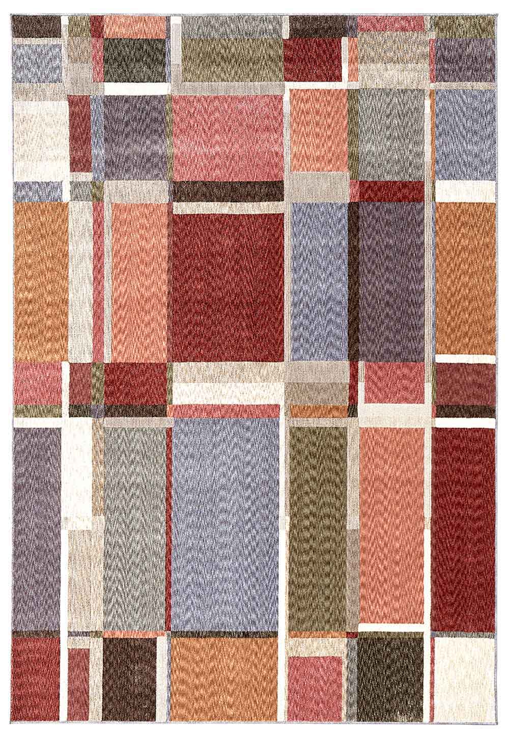 Ophelia Grid contemporary geometric rug featuring layered earthy tones and architectural lines.