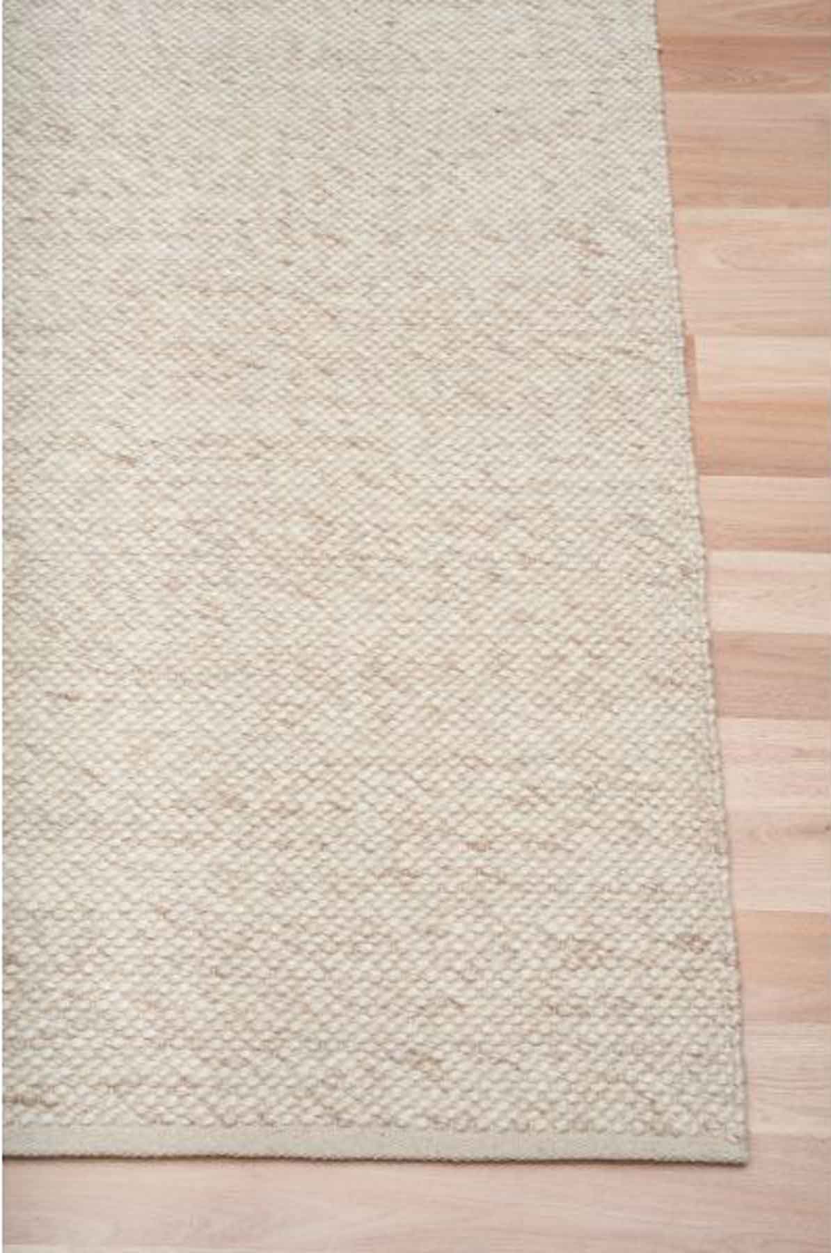 Morris Beige textured wool rug with tight handwoven weave, warm neutral rug available at Rugs N Timber Belrose