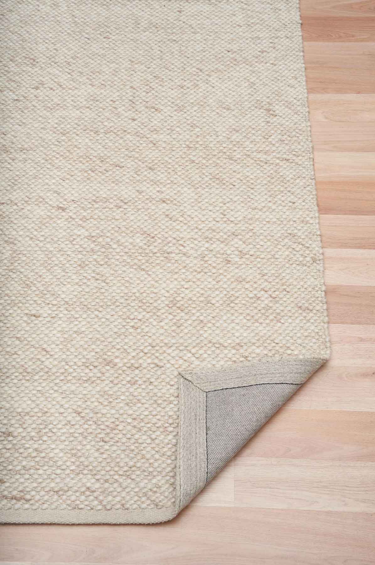 Morris Beige textured wool rug with tight handwoven weave, warm neutral rug available at Rugs N Timber Belrose