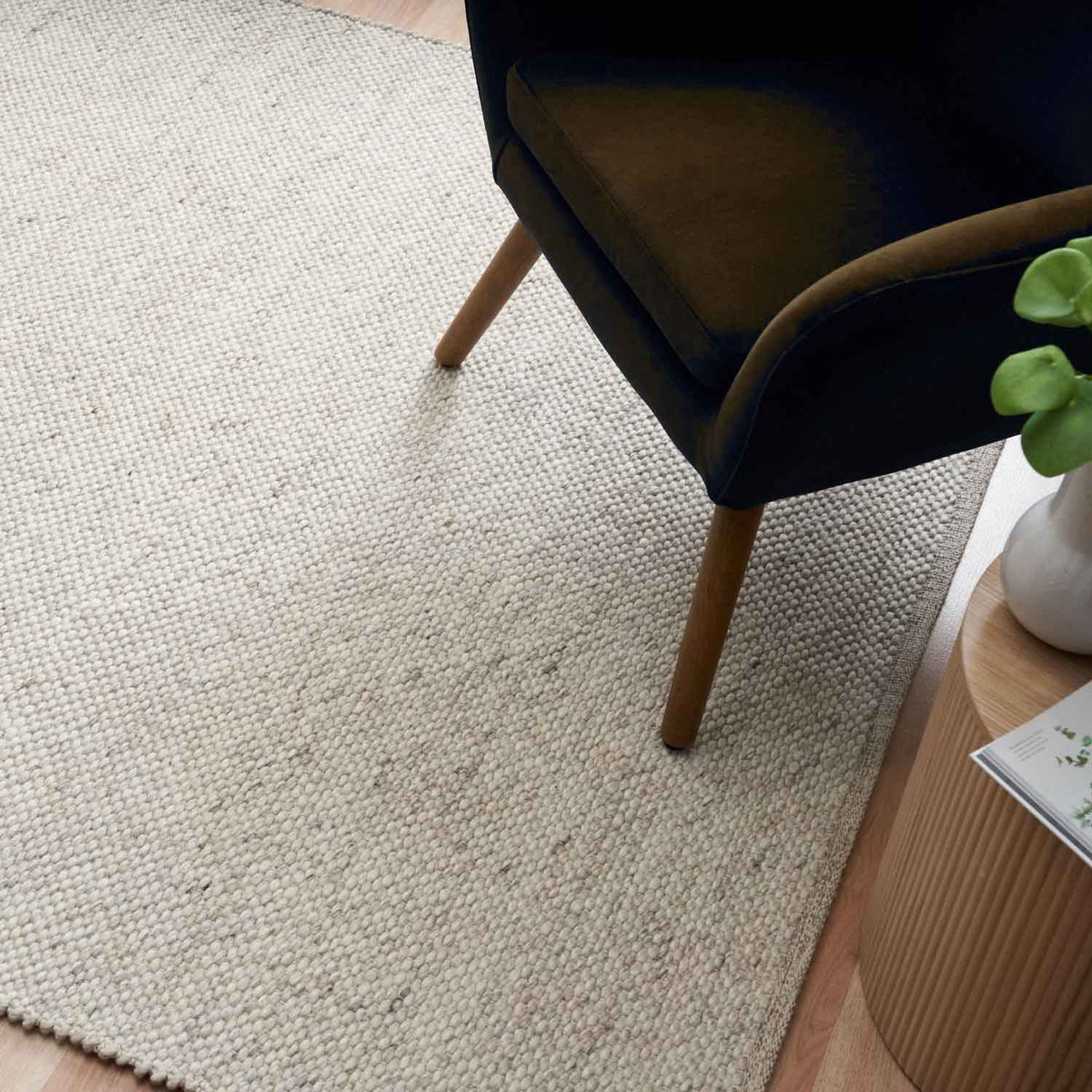 Morris Stone textured wool rug featuring a natural handwoven finish, view in person at Rugs N Timber Belrose showroom
