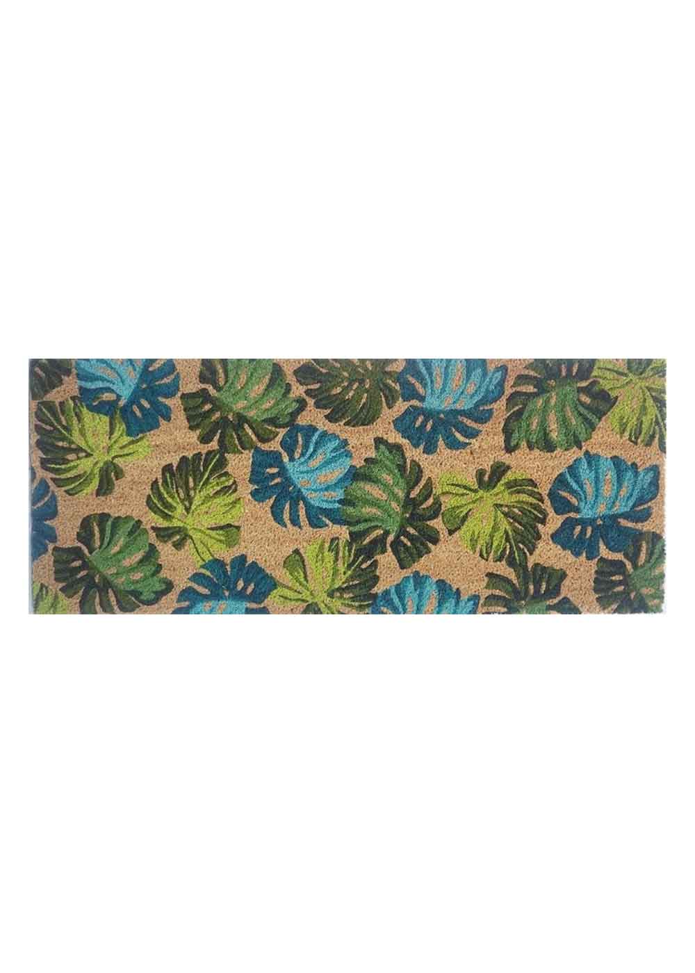 PVC Backed Coir Double Doormat with Monstera Leaf Print – Rugs N Timber