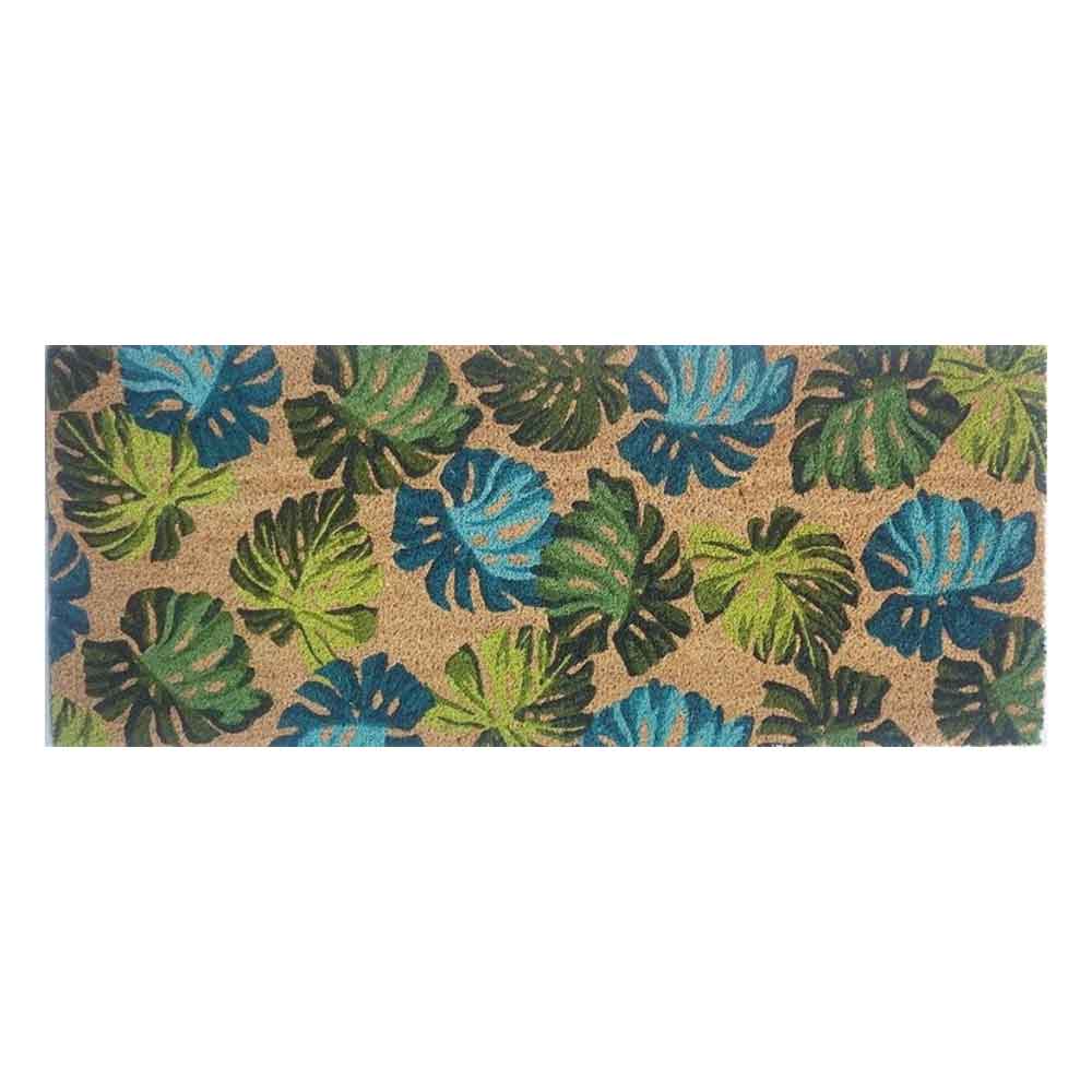 PVC Backed Coir Double Doormat with Monstera Leaf Print – Rugs N Timber