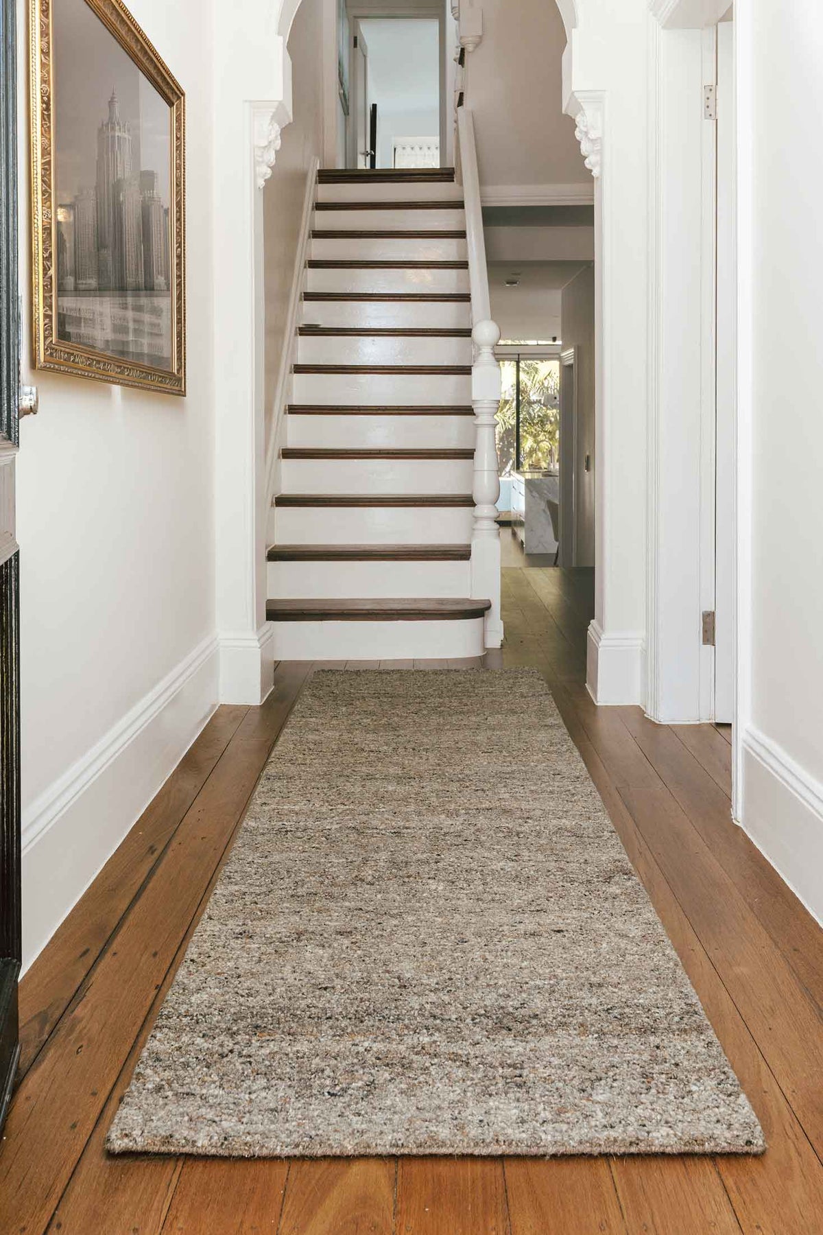 Rueben Cobblestone premium grey wool hallway runner inspired by the streets of Old Havana, part of the St Kitts Collection at Rugs N Timber.