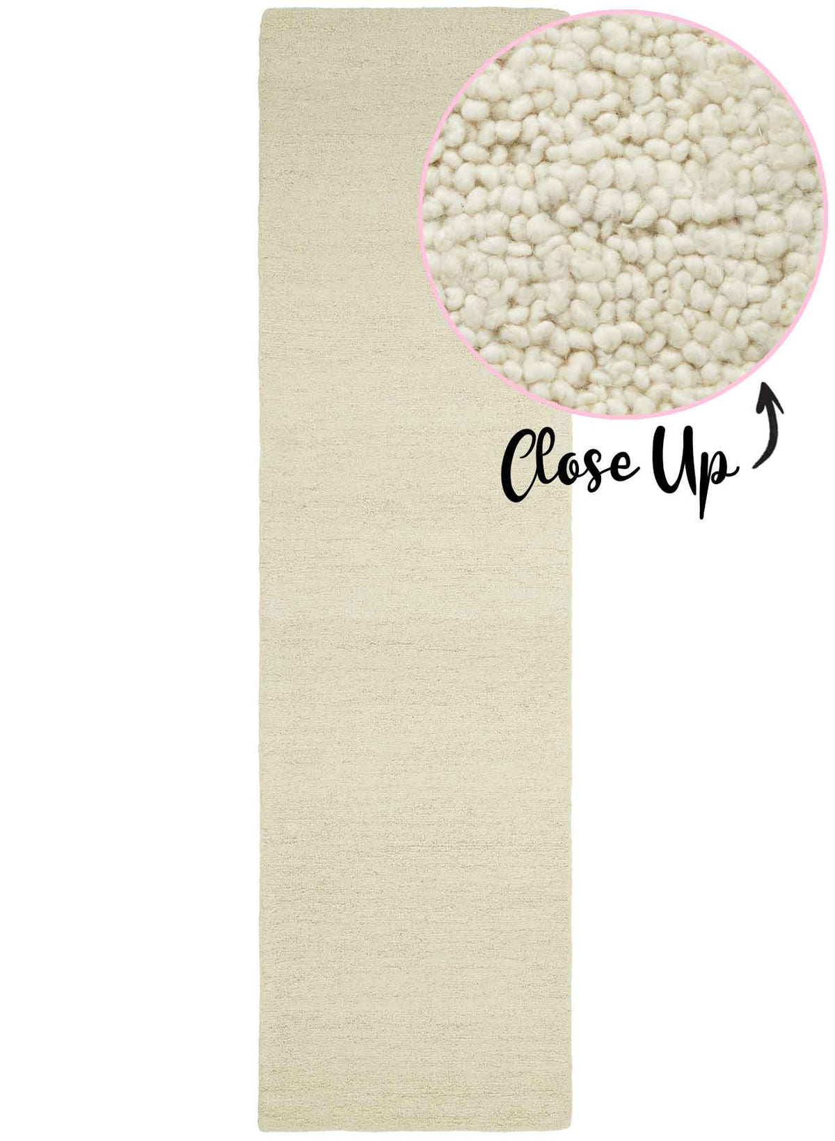 Rueben Sweet Milk premium cream wool hallway runner from the St Kitts Collection at Rugs N Timber.