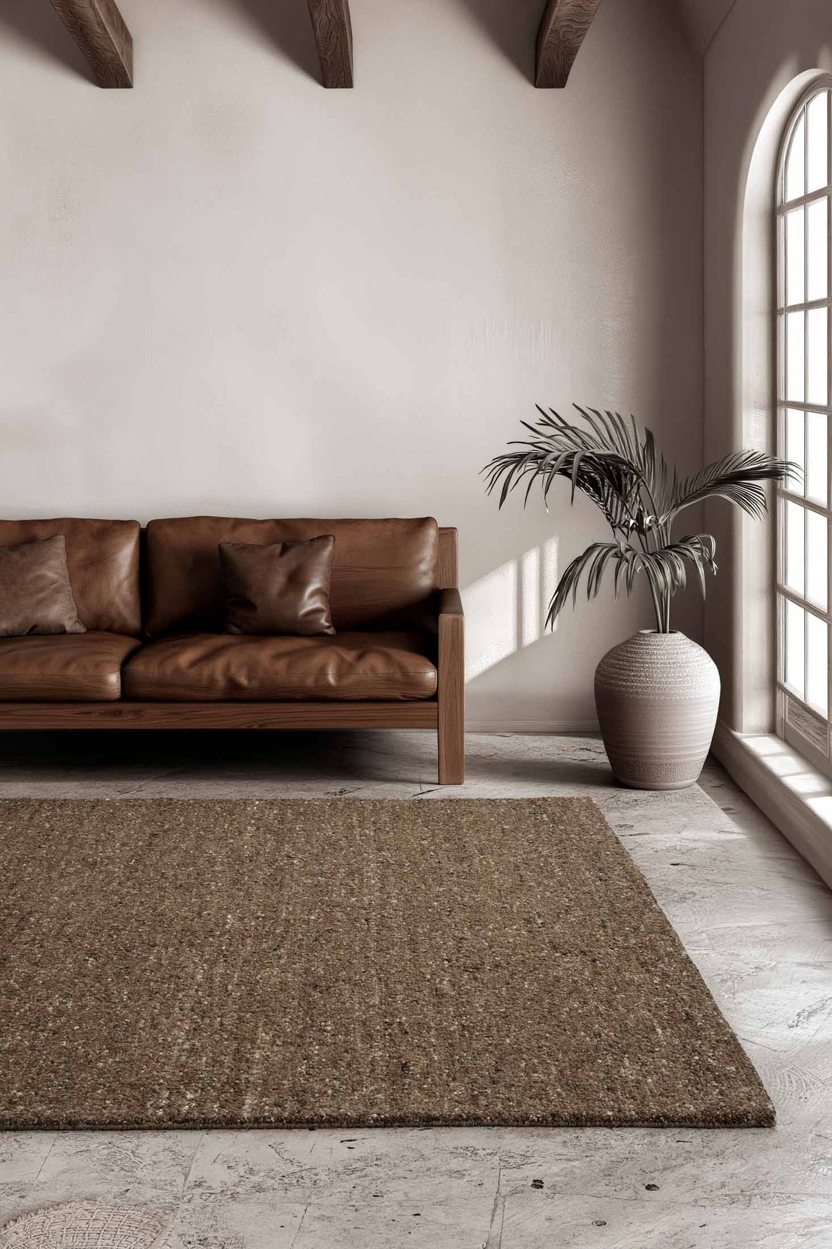 Rueben Tobacco premium hand tufted brown wool rug inspired by Cuban tobacco tones, part of the St Kitts Collection at Rugs N Timber.