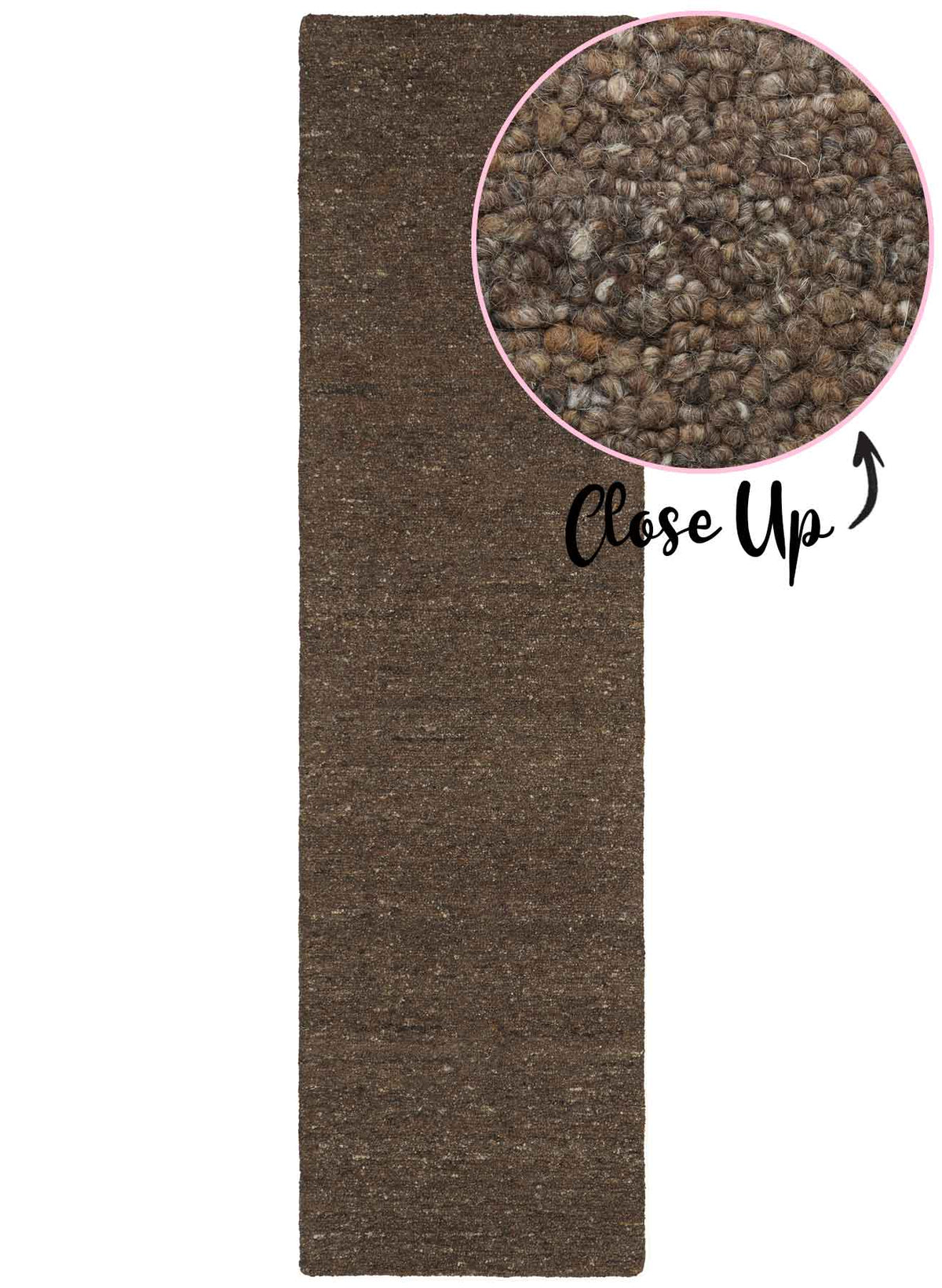 Rueben Tobacco premium brown wool hallway runner inspired by Cuban tobacco tones, part of the St Kitts Collection at Rugs N Timber.