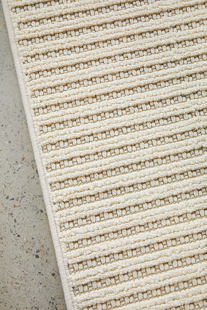Serafina Cloud hallway runner rug with textured linear design available at Rugs N Timber Belrose showroom