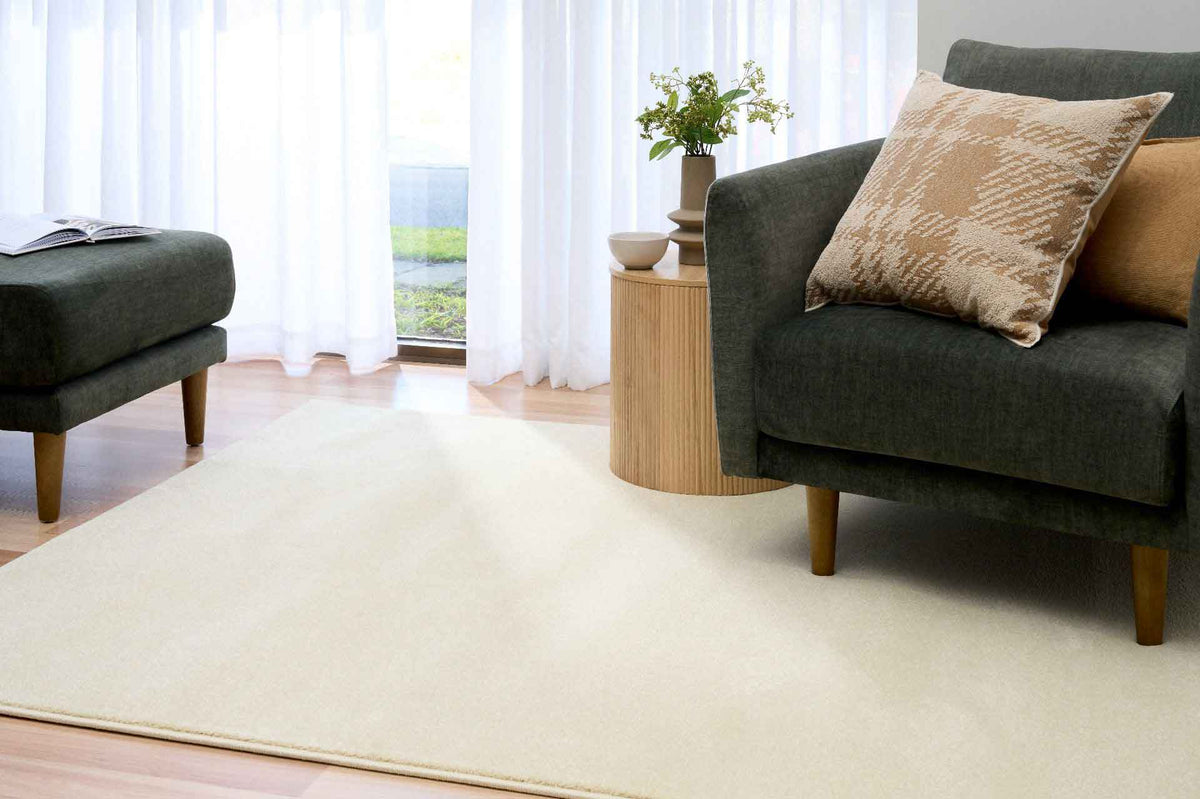 Stanley Ivory Rug | Plain Cream Polypropylene Rug Belrose | Rugs N Timber