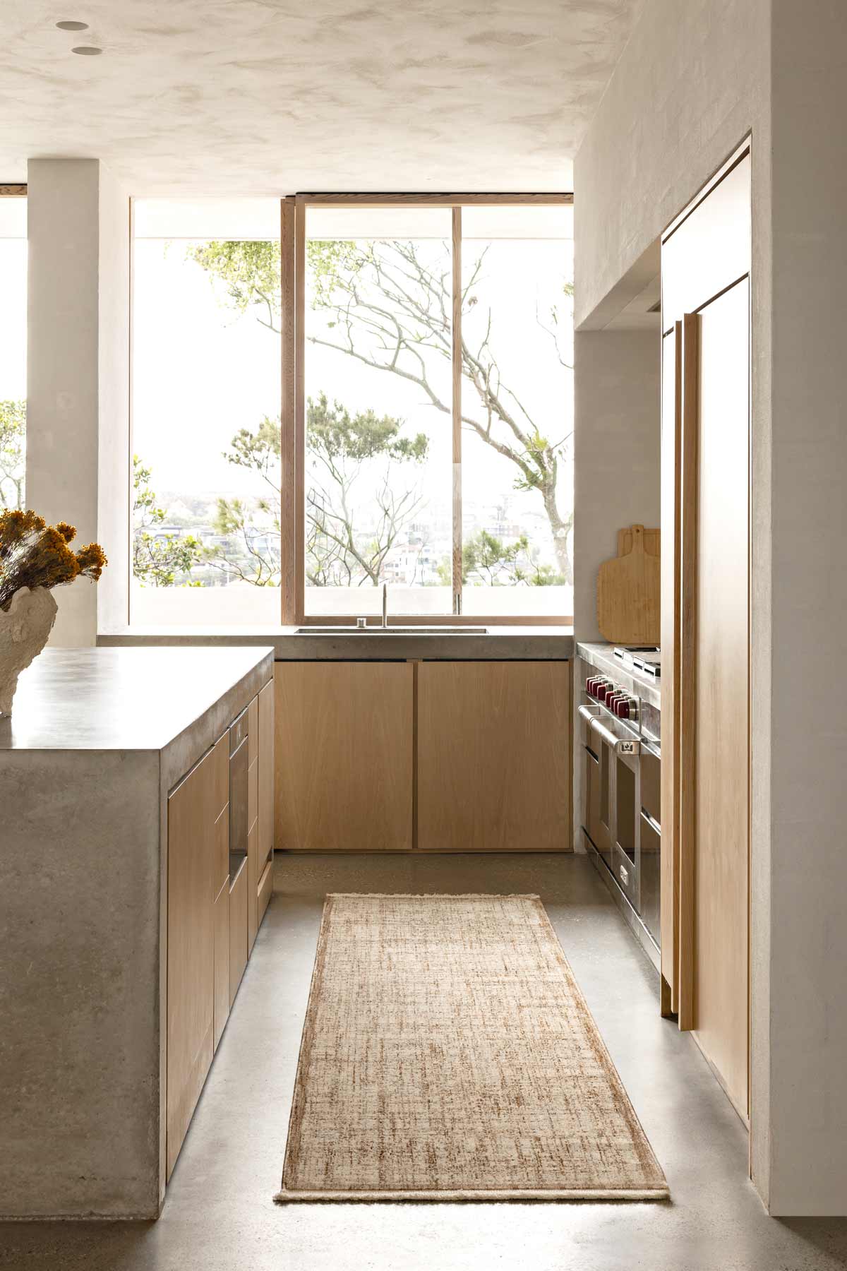 Meadow Malt neutral polyester runner from the Steph and Gian collection. Available at Rugs N Timber Belrose