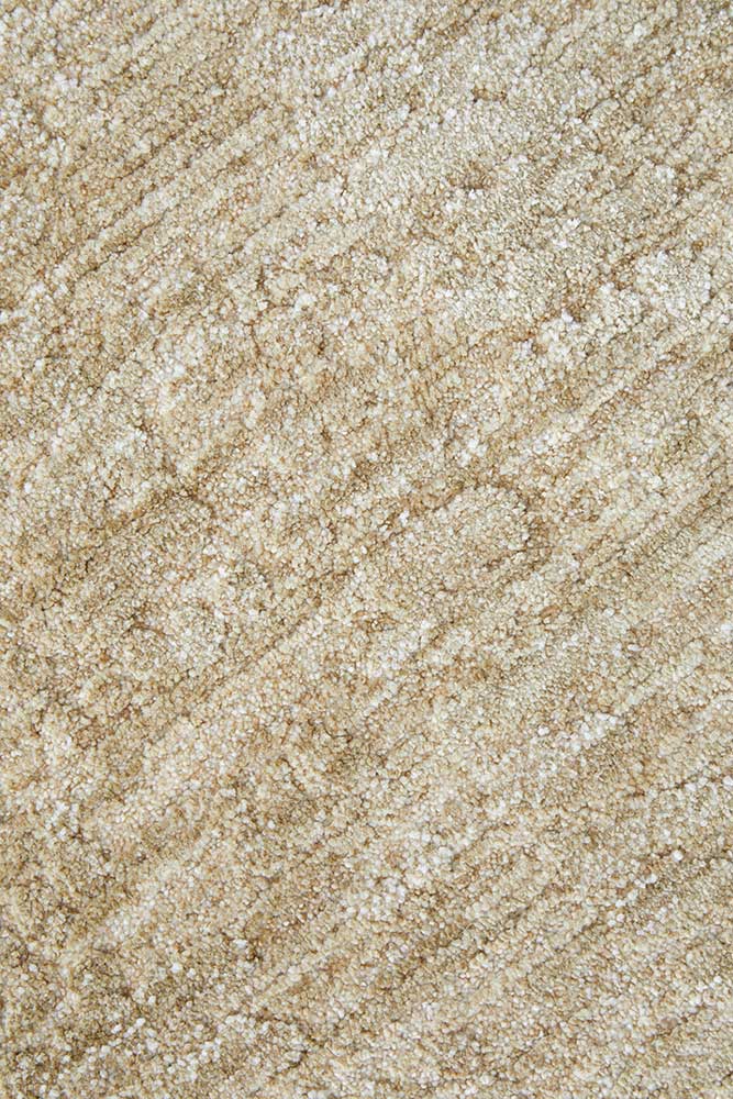 Close-up of Steph & Gian Willow Wheat rug showing subtle irregular texture, on display in Belrose