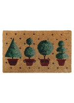 FM2 Premium thick coir doormat featuring four topiary plant designs. Made from natural coconut fibers for a durable and stylish entry. Rugs N Timber Belrose.