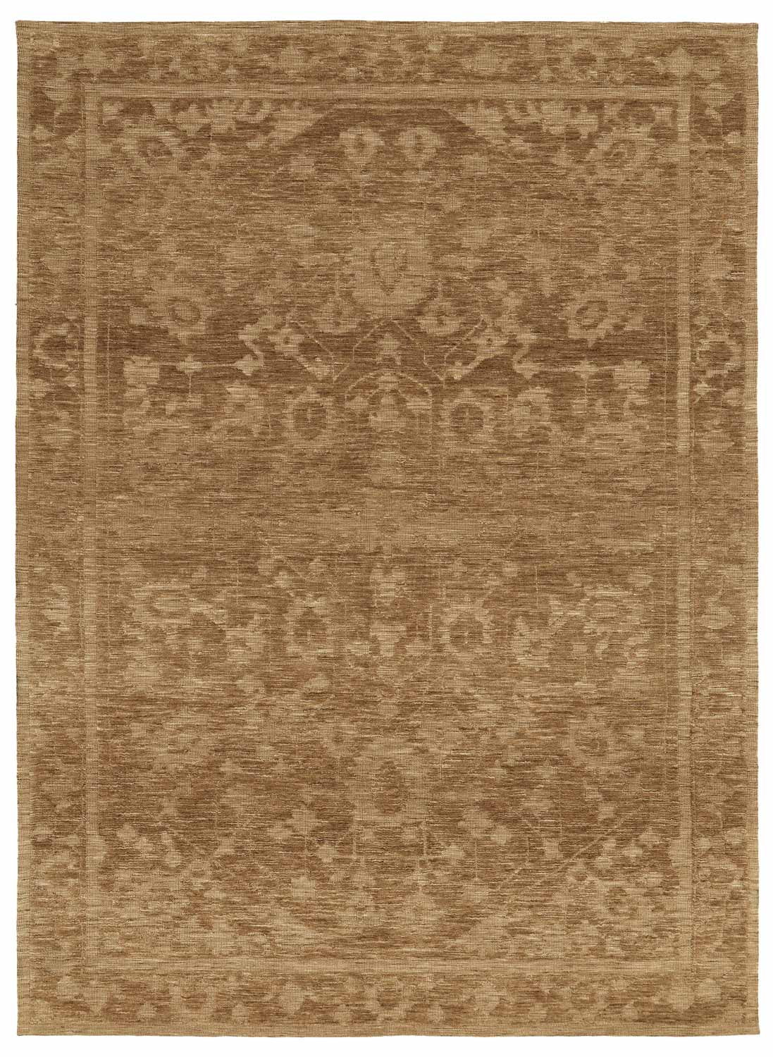 Vivienne Manor traditional distressed rug featuring warm neutral tones and a classic floral pattern.