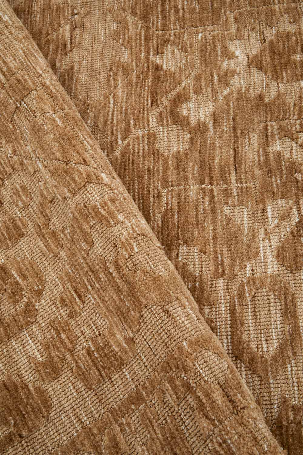 Vivienne Manor traditional distressed hallway runner with warm caramel, honey and soft beige floral tones.