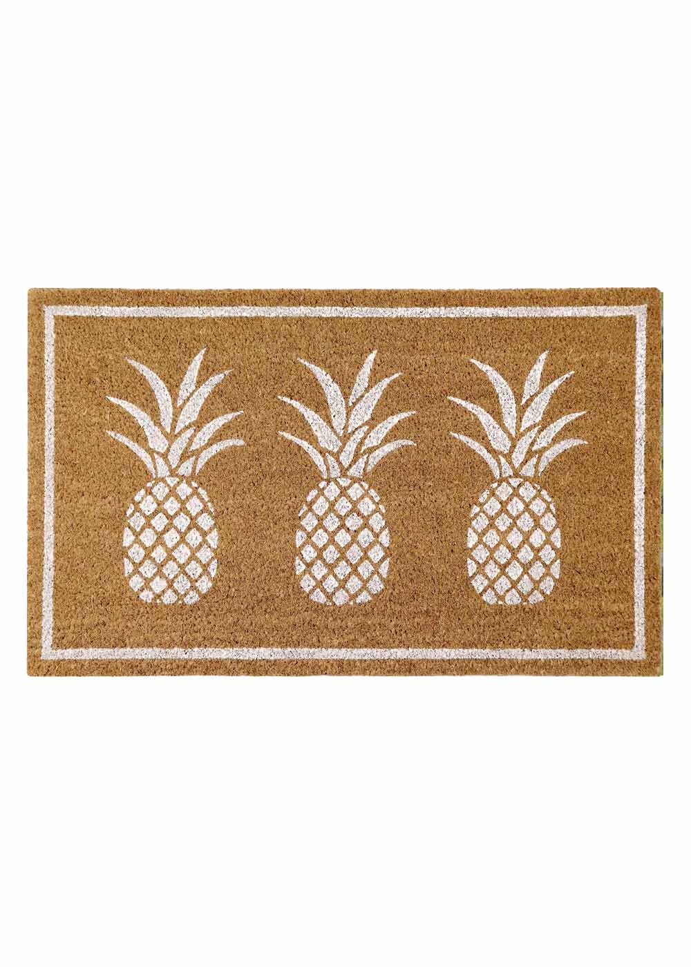 PVC Backed Coir Doormat - White Pineapples