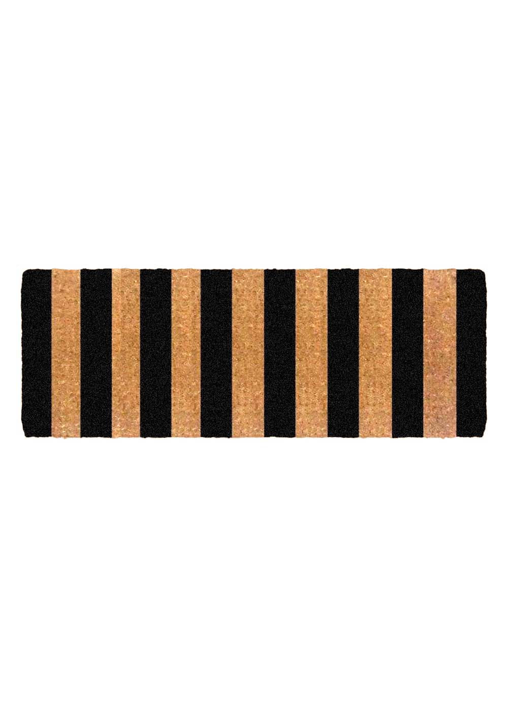 FM2 Premium Thick Coir Double Doormat - Black Stripes