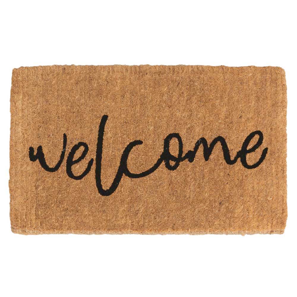 FM2 Premium Thick Coir Doormat - Black Welcome