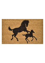 PVC Backed Coir Doormat - Black Horses