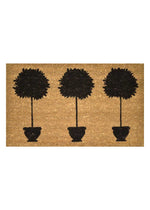 PVC Backed Coir Doormat - Black Topiary Trees