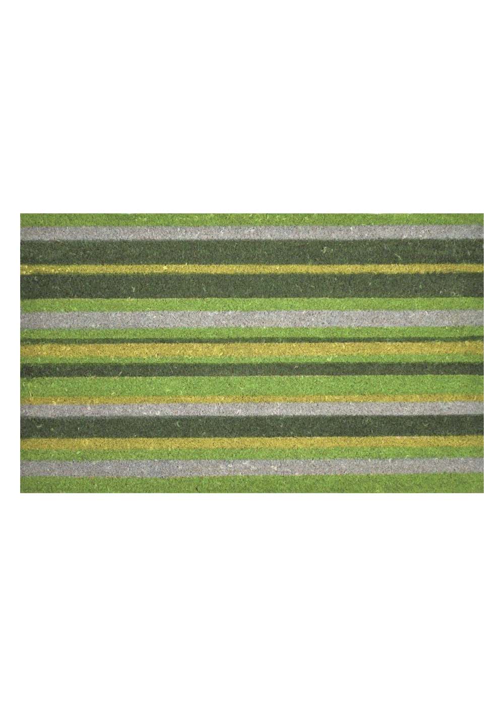 PVC Backed Coir Doormat - Green Stripes