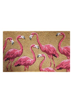 PVC Backed Coir Doormat - Pink Flamingos