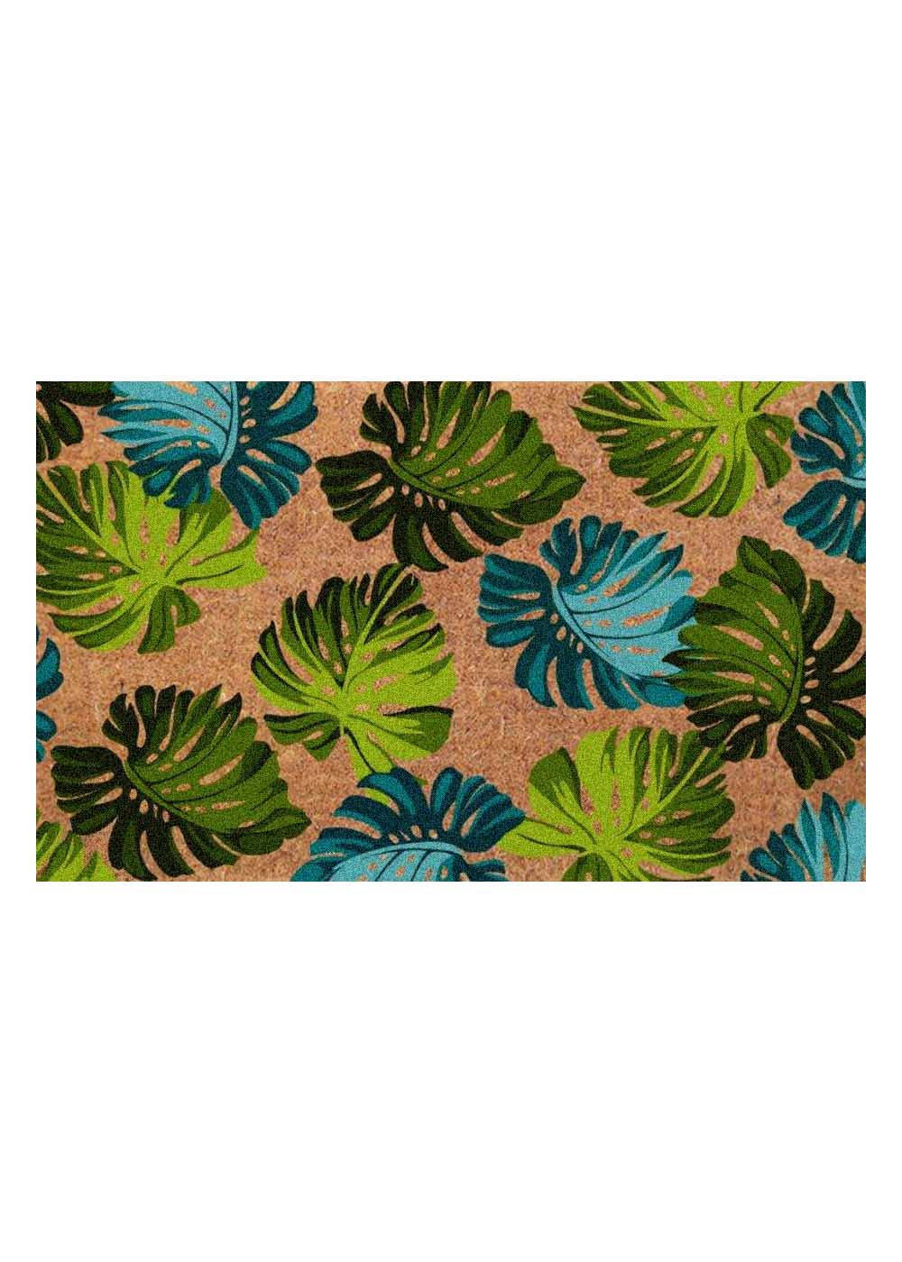 PVC Backed Coir Doormat - Monsteria Leaves