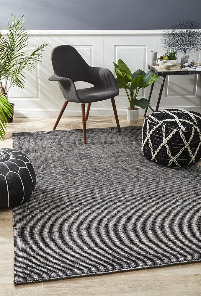 Olivia Black Textured Rug