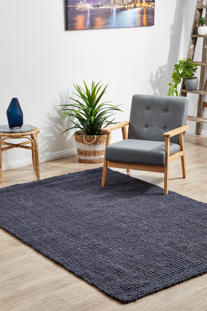 Emma Knotted Jute Navy Rug