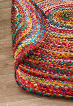 Emma Braided Cotton Colourful Round Rug