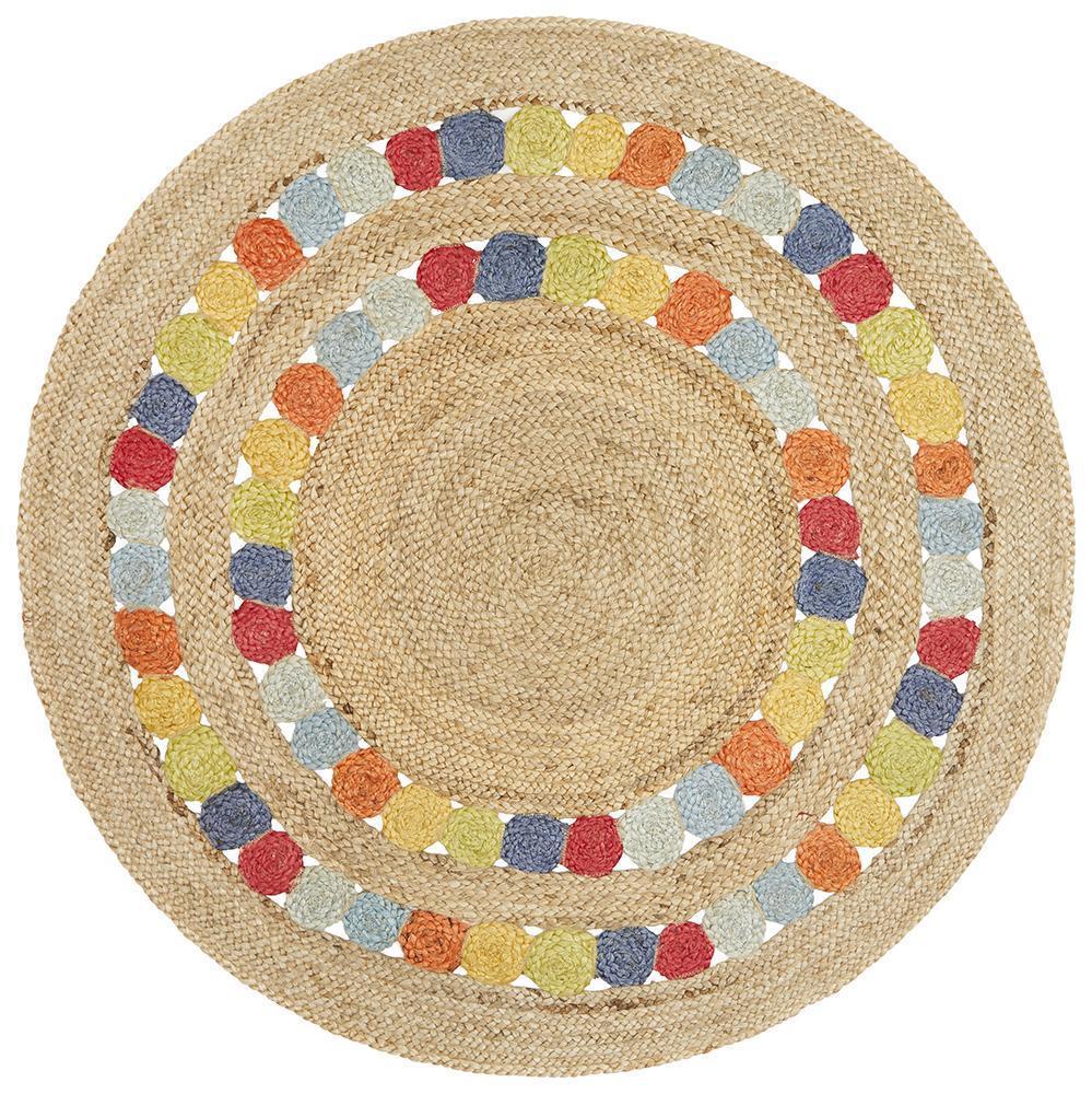 Emma Gummy Drops Jute Colourful Round Rug