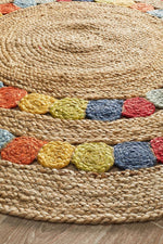 Emma Gummy Drops Jute Colourful Round Rug