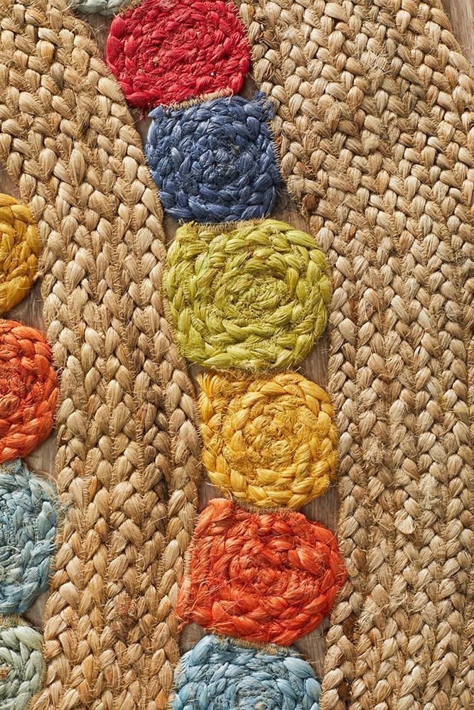 Emma Gummy Drops Jute Colourful Round Rug