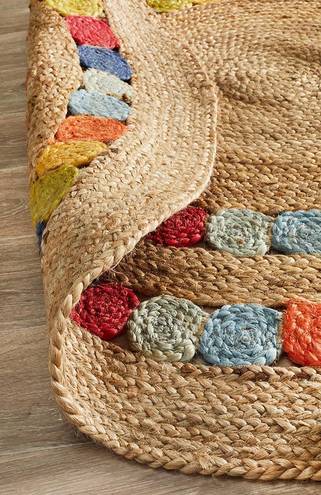 Emma Gummy Drops Jute Colourful Round Rug