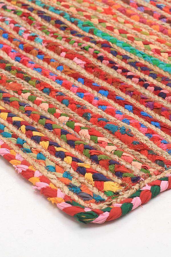 Emma Braided Jute Cotton Colourful Rug