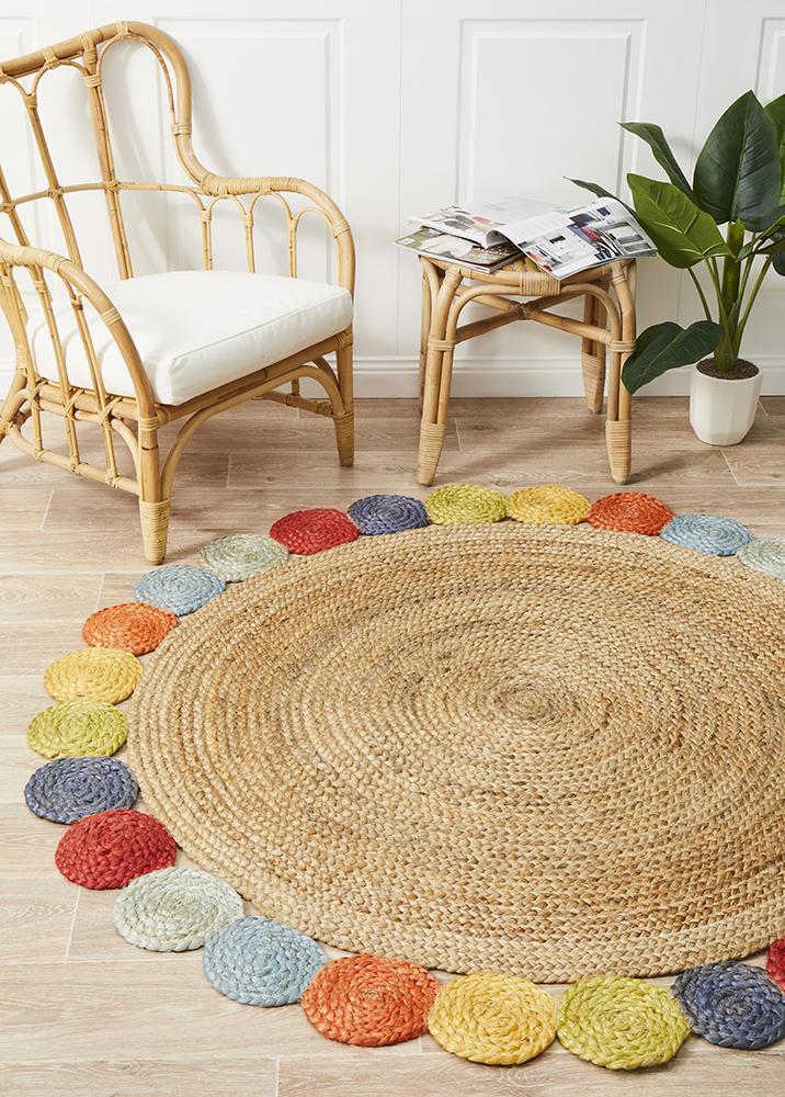 Emma Gummy Balls Colourful Round Rug