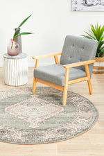 Eleanor Grey Diamond Round Rug