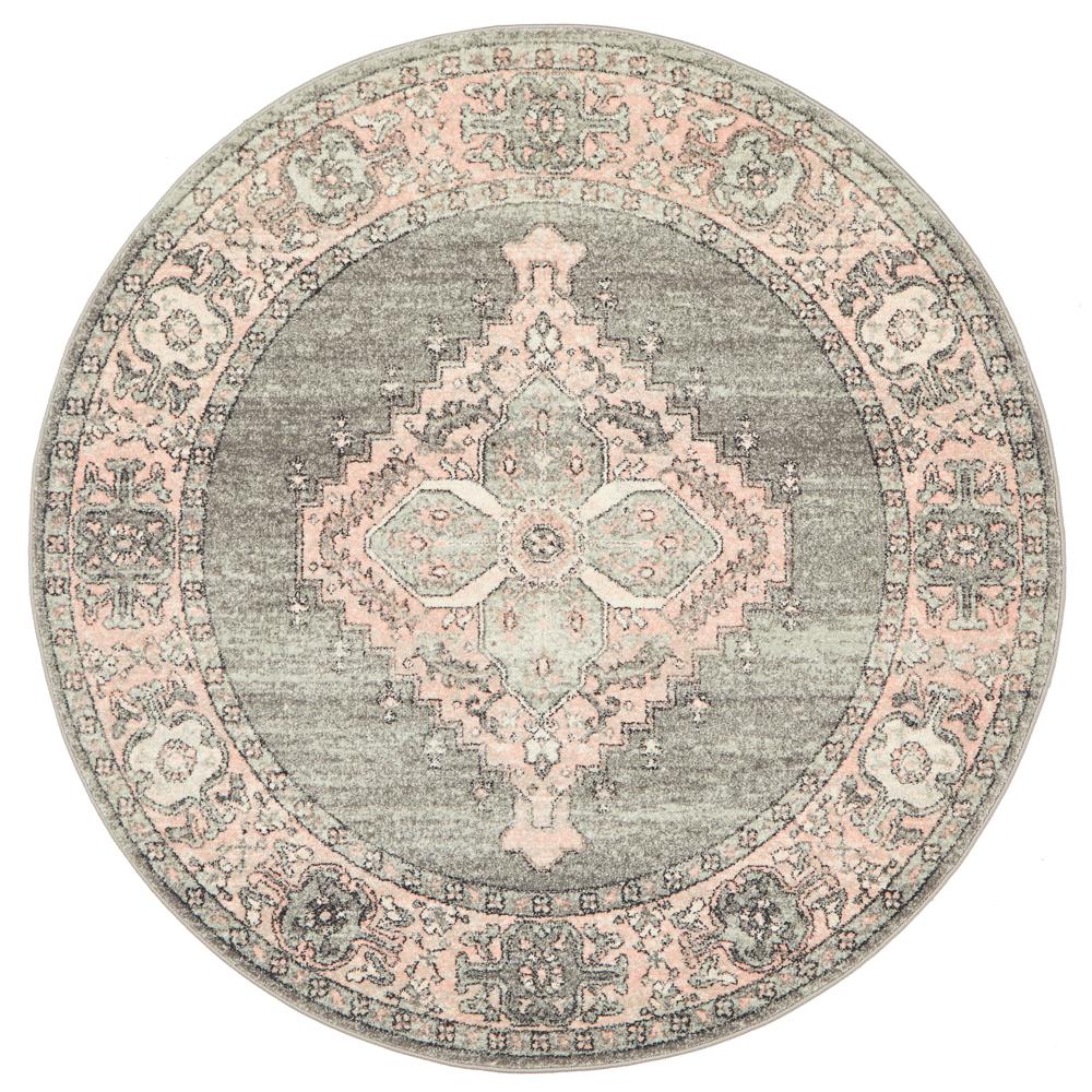 Eleanor Grey Diamond Round Rug