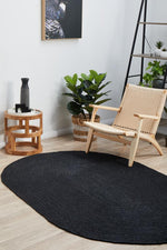 Isabella Black Jute Oval Rug