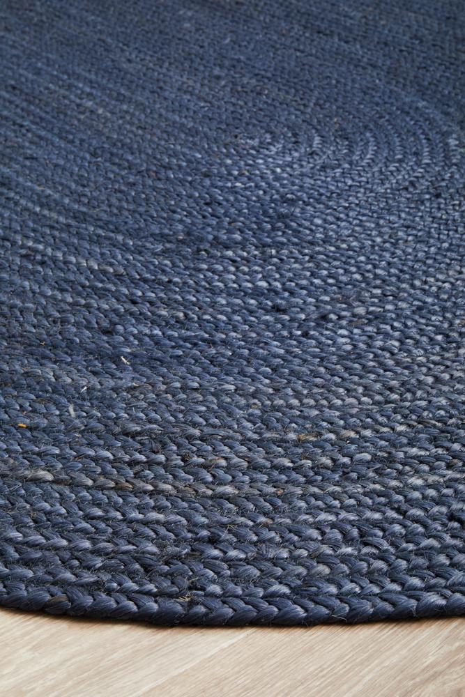 Isabella Navy Jute Oval Rug