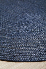 Isabella Navy Jute Oval Rug
