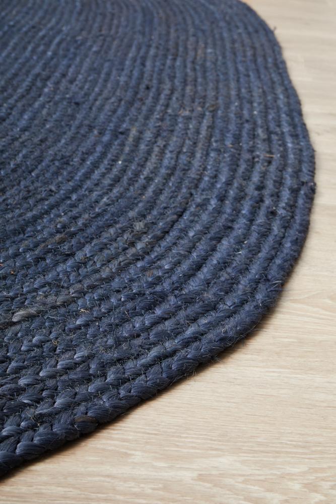 Isabella Navy Jute Oval Rug