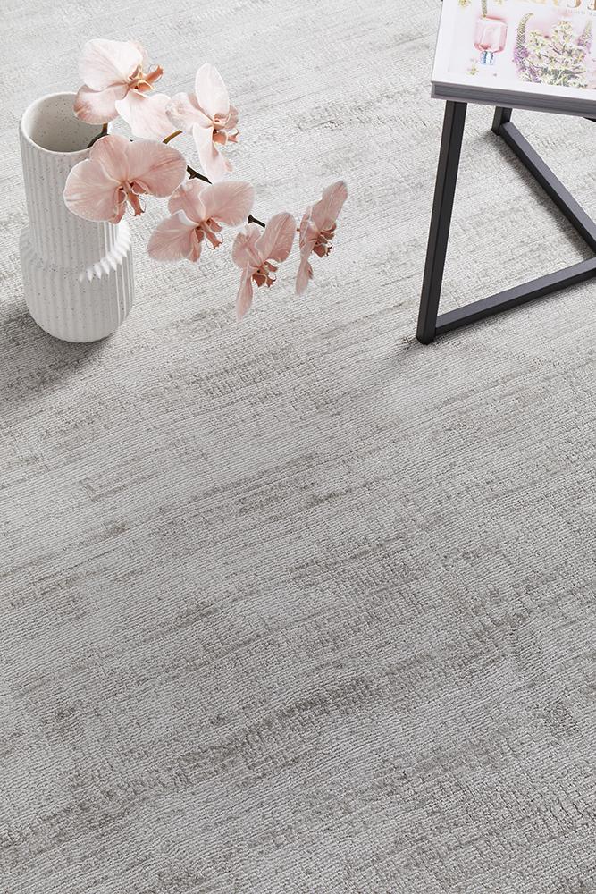 Sophia Silver Plain Rug