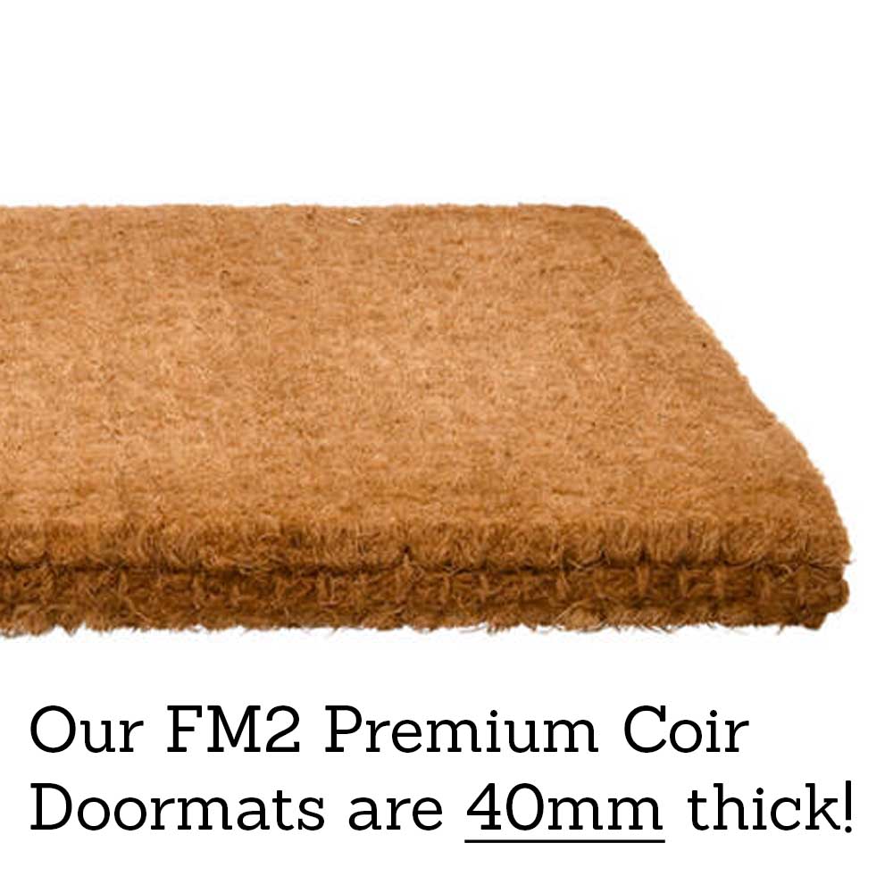 FM2 Premium Thick Coir Double Doormat - Black Welcome