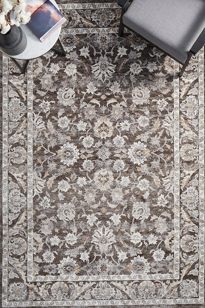 Annabelle Grey Floral Rug | Traditional Rugs Belrose Sydney