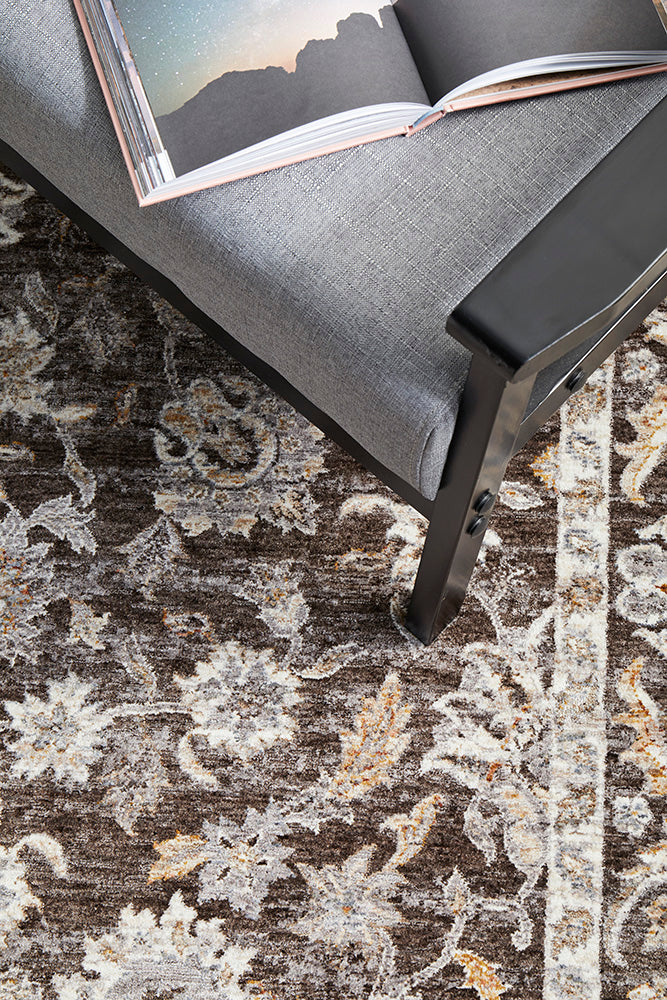 Annabelle Grey Floral Rug | Traditional Rugs Belrose Sydney