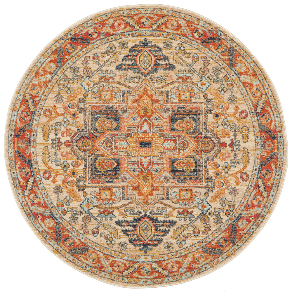 Kalani Golden Round Rug | Traditional Rugs Belrose Sydney