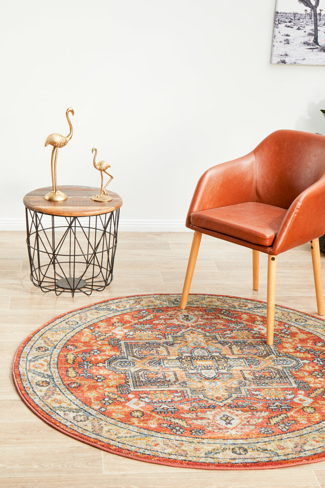 Kalani Terracotta Round Rug | Traditional Rugs Belrose Sydney