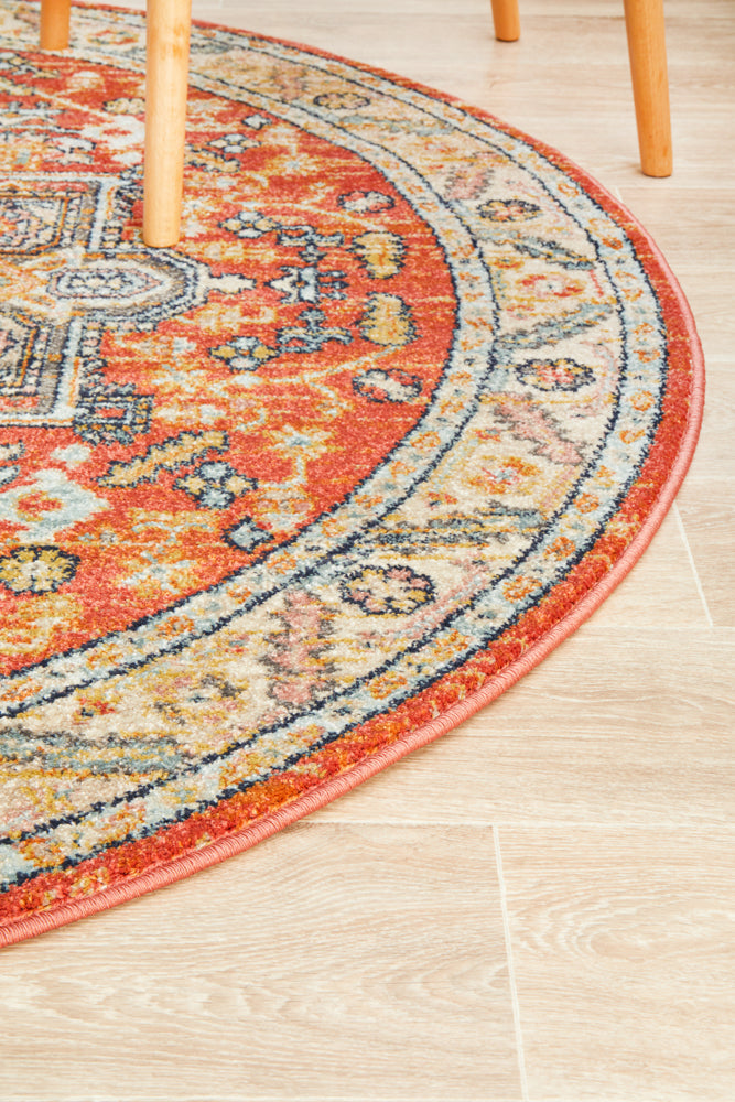 Kalani Terracotta Round Rug | Traditional Rugs Belrose Sydney